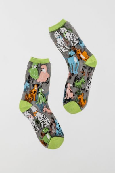 Sock Candy Dopamine Dogs Black Sheer Sock, Women's At Urban Outfitters In Multicolor