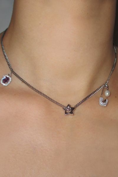 Rimor Jewelry Rimor The Stella Chain Choker In Silver, Women's At Urban Outfitters In Metallic