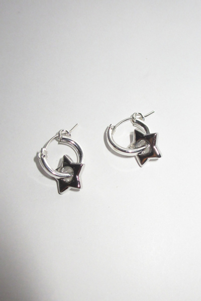 Rimor Jewelry Rimor Lil Star Hoops In Silver, Women's At Urban Outfitters In Silver