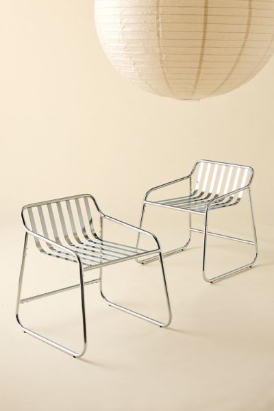 Boden Slatted Chrome Dining Chair - Set Of 2