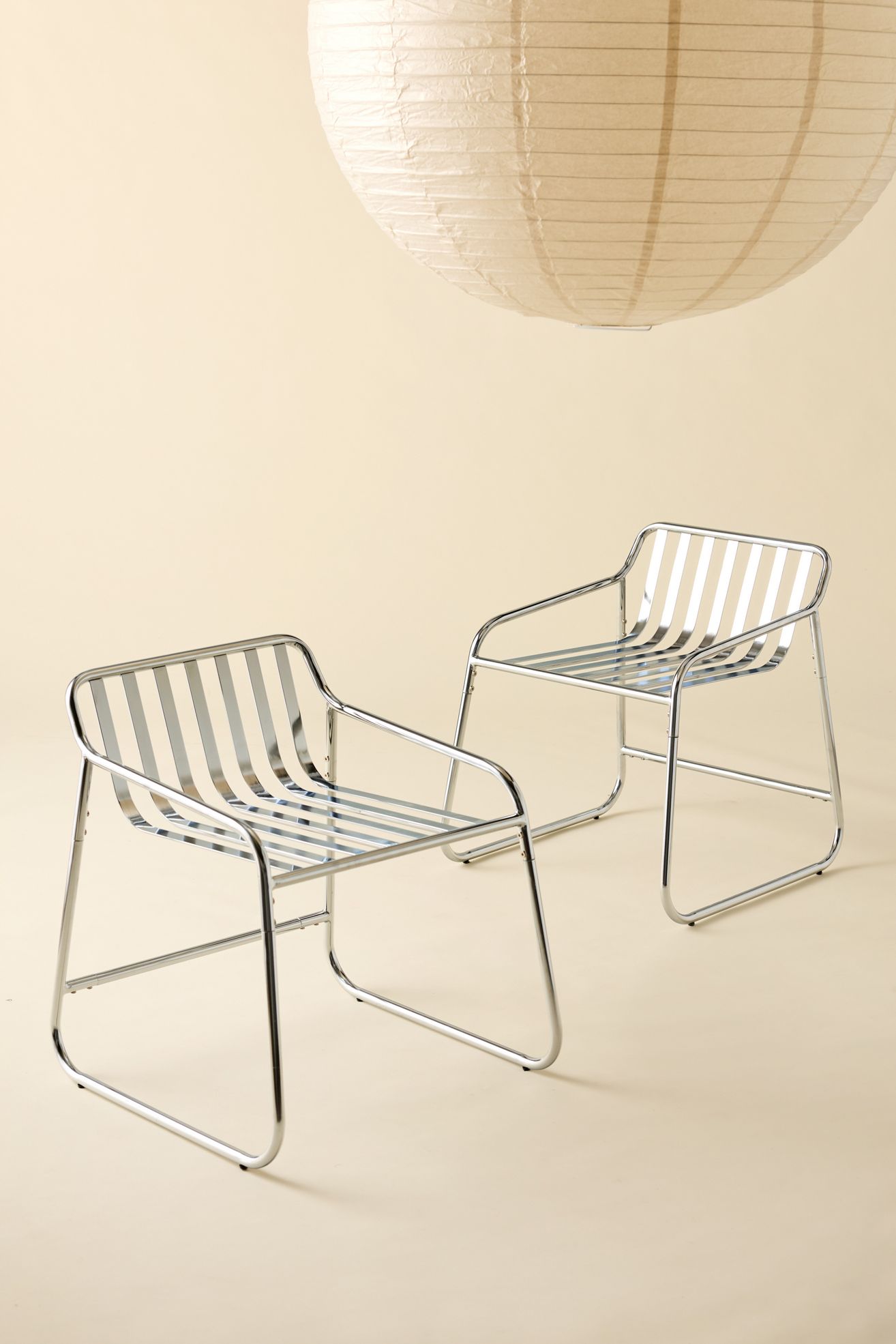 Boden Slatted Chrome Dining Chair - Set Of 2 - Chrome, Regular, ONE SIZE