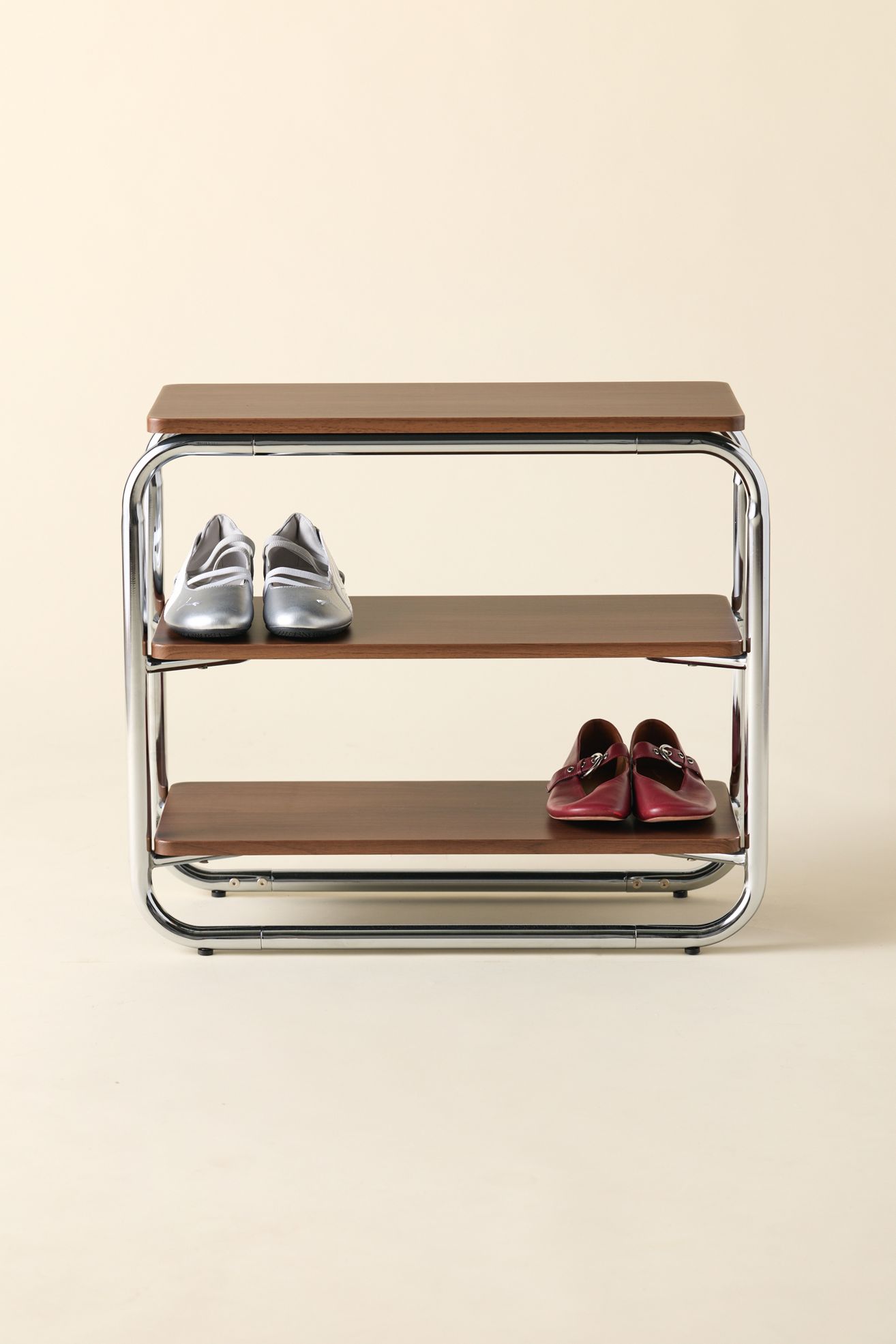 Boden Shoe Storage Rack - Dark Wood/Chrome, Regular, ONE SIZE