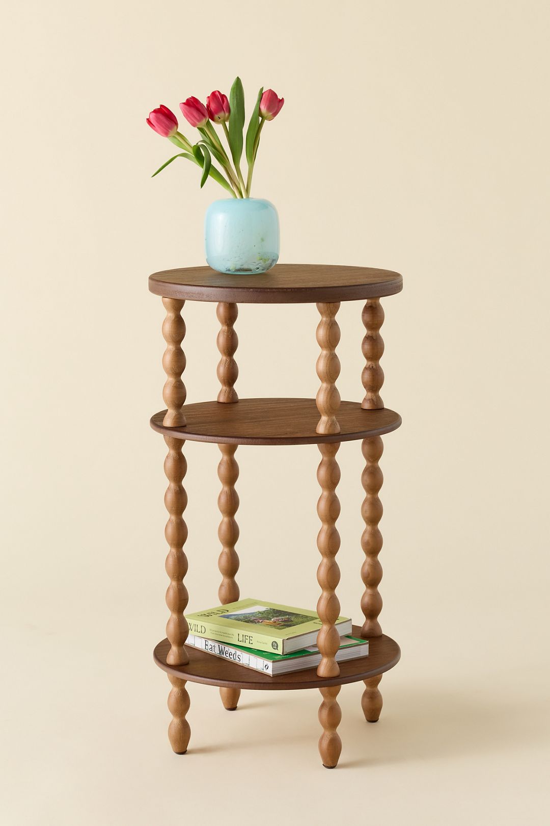 Lys Round 3-Tier Side Table - Brown, ONE SIZE