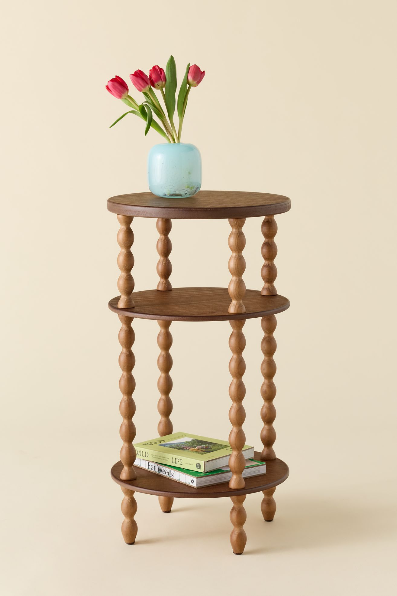Lys Round 3-Tier Side Table - Brown, ONE SIZE