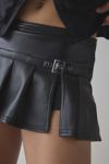 BDG Shaina Low-Rise Belted Faux Leather Micro Mini Skort