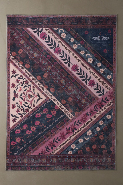 Ruby Floral Washable Digital Printed Rug