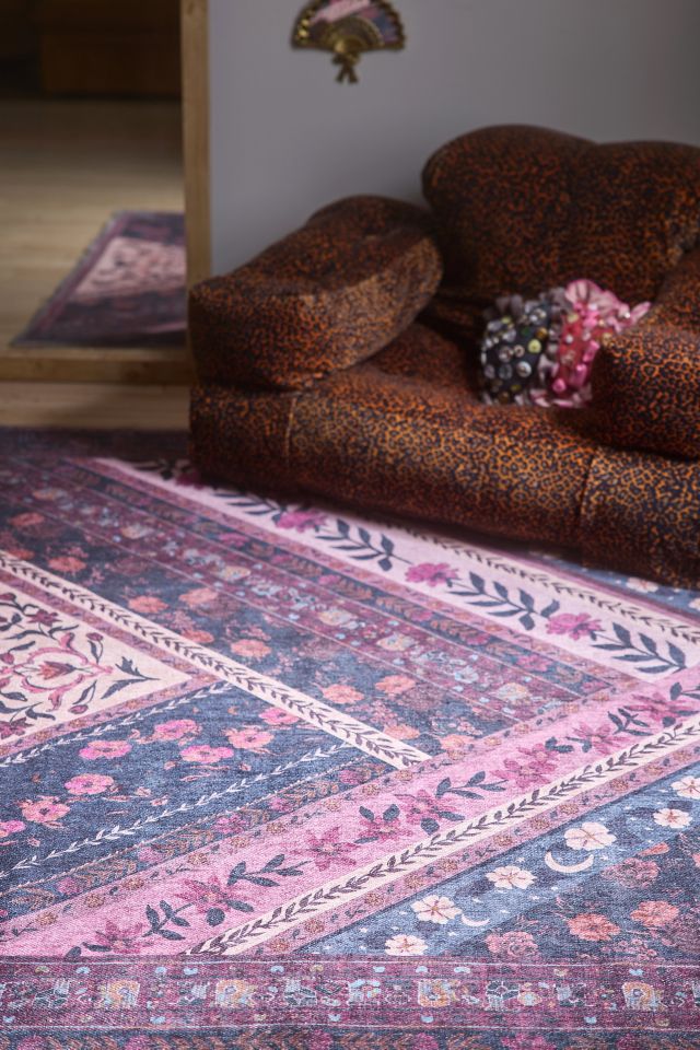 Ruby Floral Washable Digital Printed Rug #1
