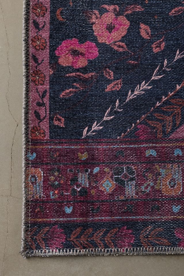 Ruby Floral Washable Digital Printed Rug #3