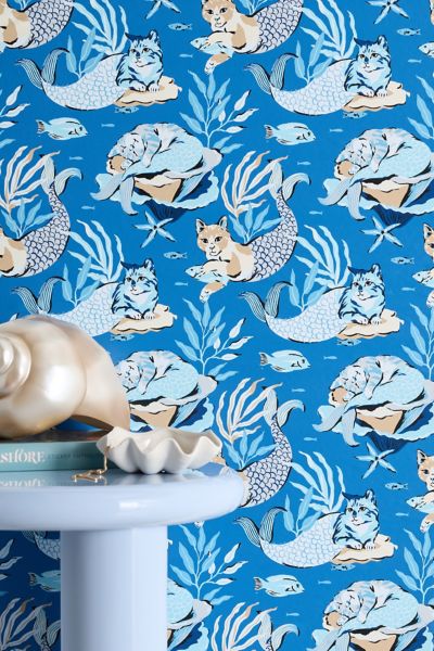 Printfresh Meowing Mermaids Removable Wallpaper