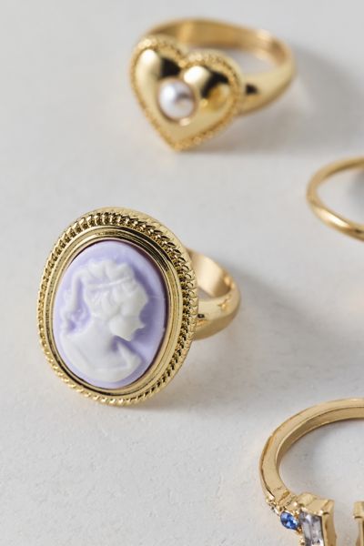 Embellished Cameo Ring Set