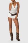 Edikted Lanney Ruffled Sheer Lace Romper