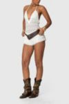 Edikted Lanney Ruffled Sheer Lace Romper