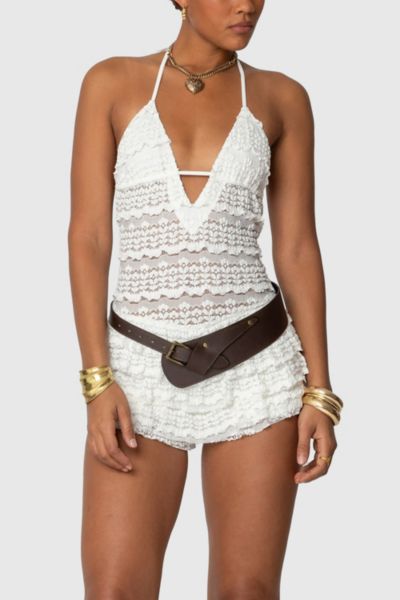 Out From Under Laney Lace Trim Seamless Knit Halter Top
