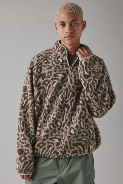 BDG Printed Fleece Quarter Zip Sweatshirt