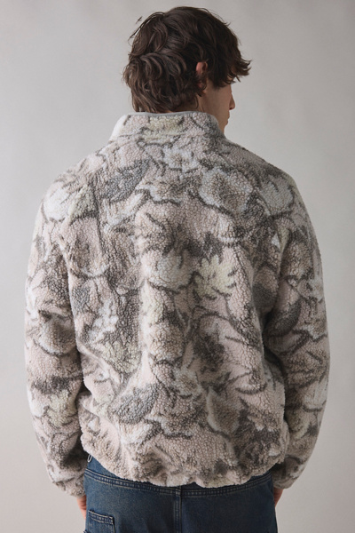 BDG Printed Fleece Quarter Zip Sweatshirt