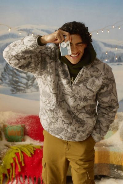 BDG Printed Fleece Quarter Zip Sweatshirt