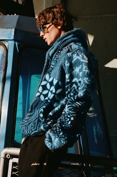 BDG Printed Fleece Quarter Zip Sweatshirt