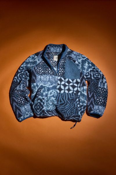 Sweat-shirt à glissière au quart en molleton imprimé BDG