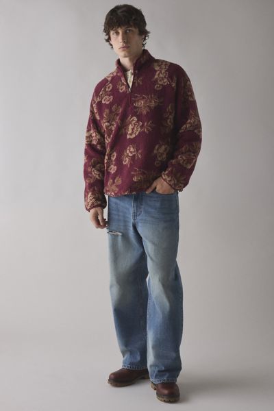 BDG Printed Fleece Quarter Zip Sweatshirt
