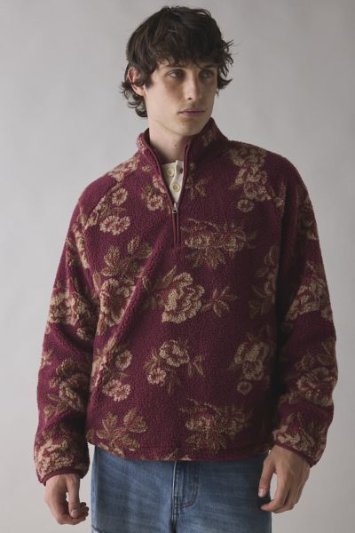 BDG Printed Fleece Quarter Zip Sweatshirt