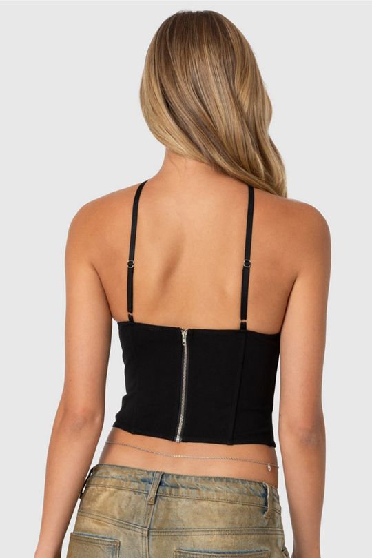 Edikted Lou Crossover Beaded Corset Top