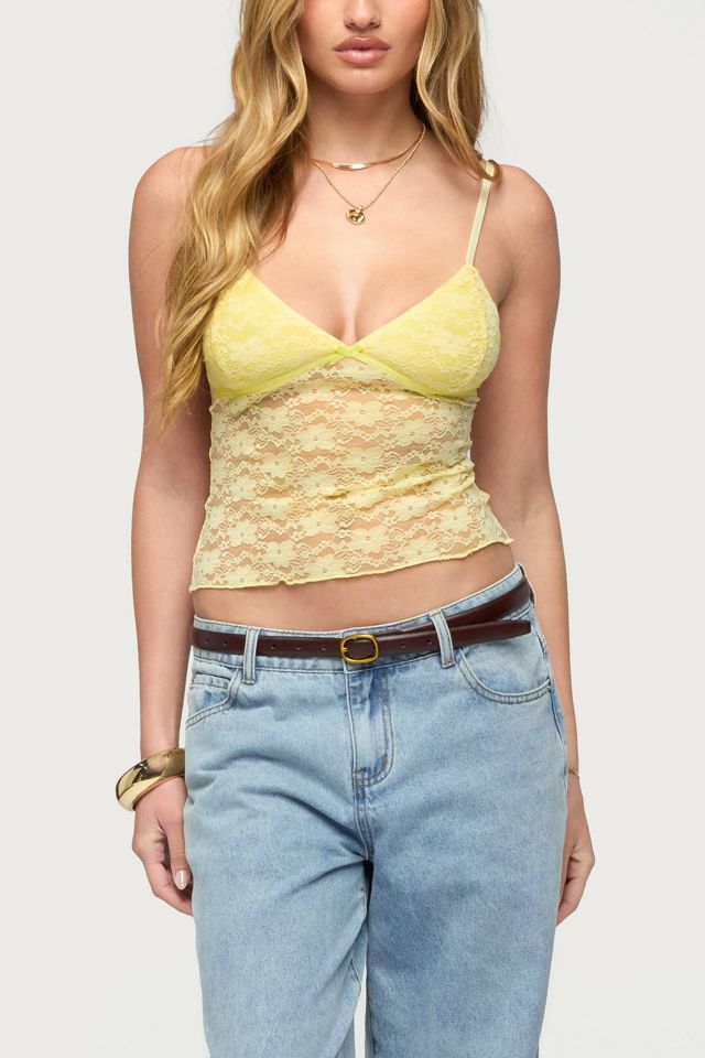 Edikted Eira Sheer Lace Tank Top #3