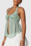 Edikted Sequin Chiffon Split Front Top