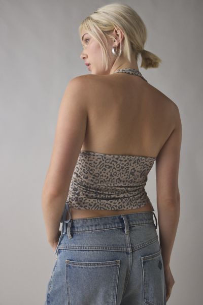 Cherry Bomb Graphic Leopard Print Halter Top
