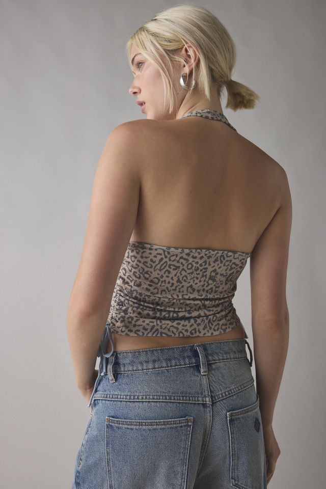 Cherry Bomb Graphic Leopard Print Halter Top #1