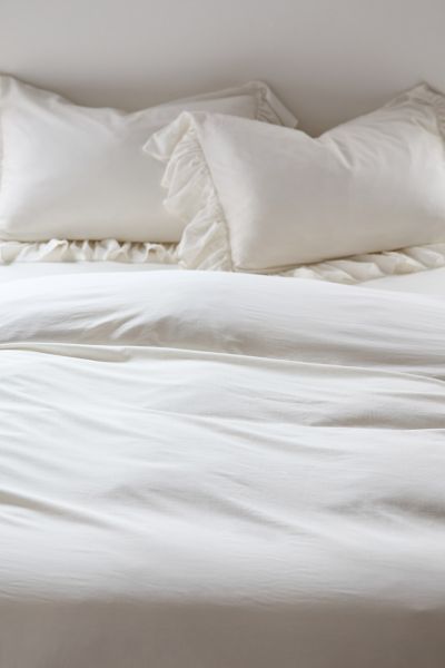 Solid Ruffle Trim Duvet Cover