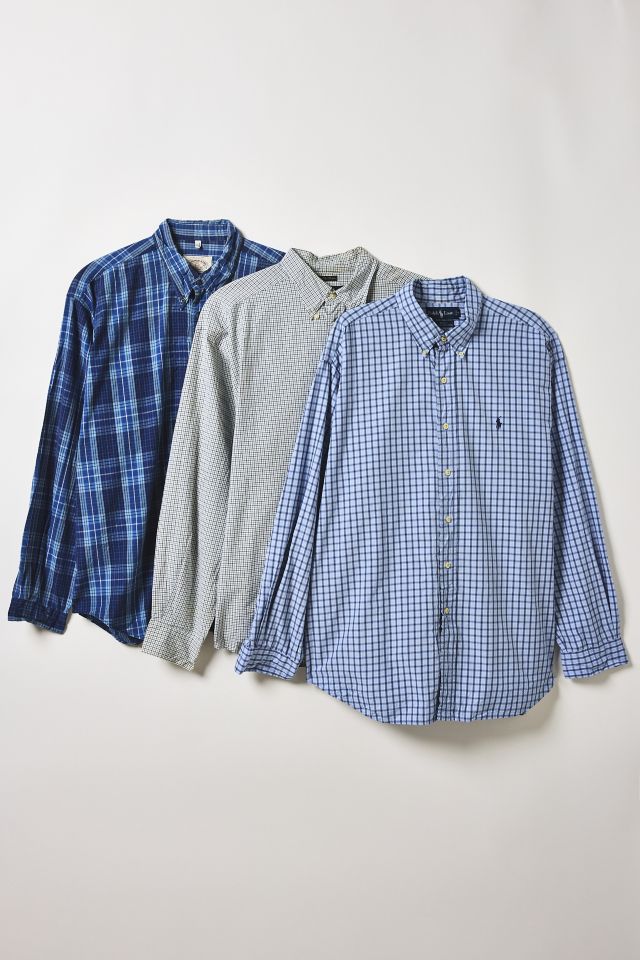 Vintage By UO Check Print Long Sleeve Button-Down Shirt #1