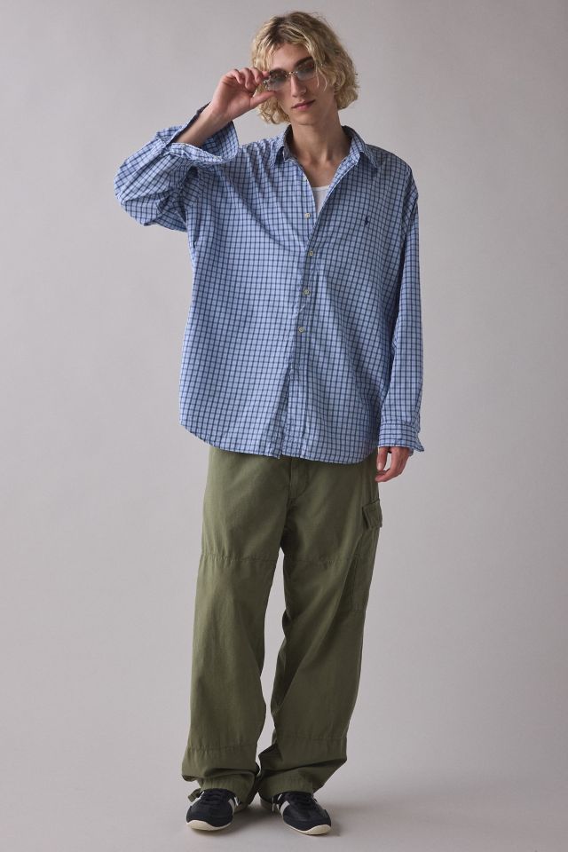 Vintage By UO Check Print Long Sleeve Button-Down Shirt #3