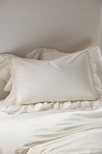 Solid Ruffle Trim Sham Set