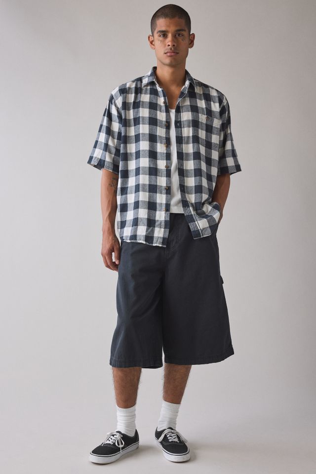 ReMADE By UO Check Pattern Short Sleeve Oversized Button-Down Shirt #3
