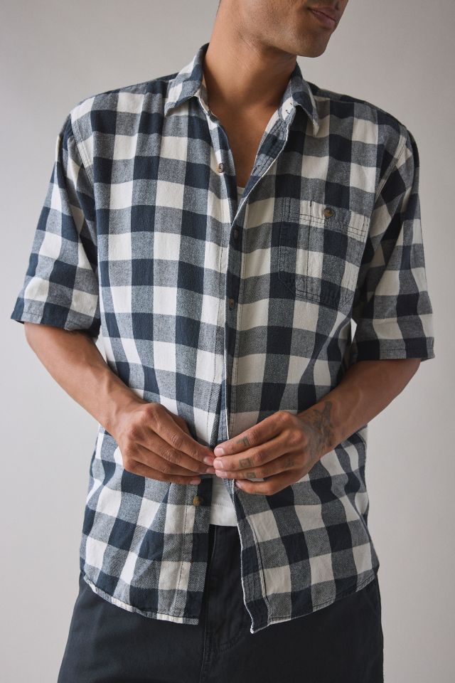 ReMADE By UO Check Pattern Short Sleeve Oversized Button-Down Shirt #4