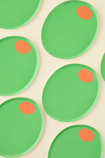 Olive Dessert Paper Plate Set