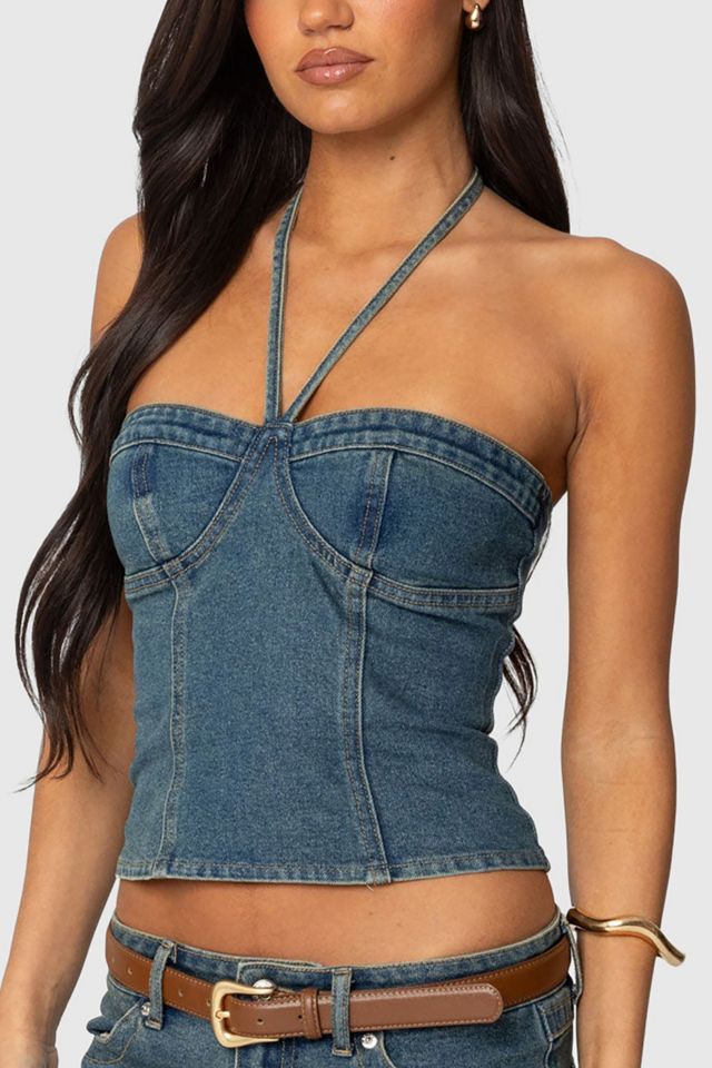 Edikted Jagger Denim Halter Top #2