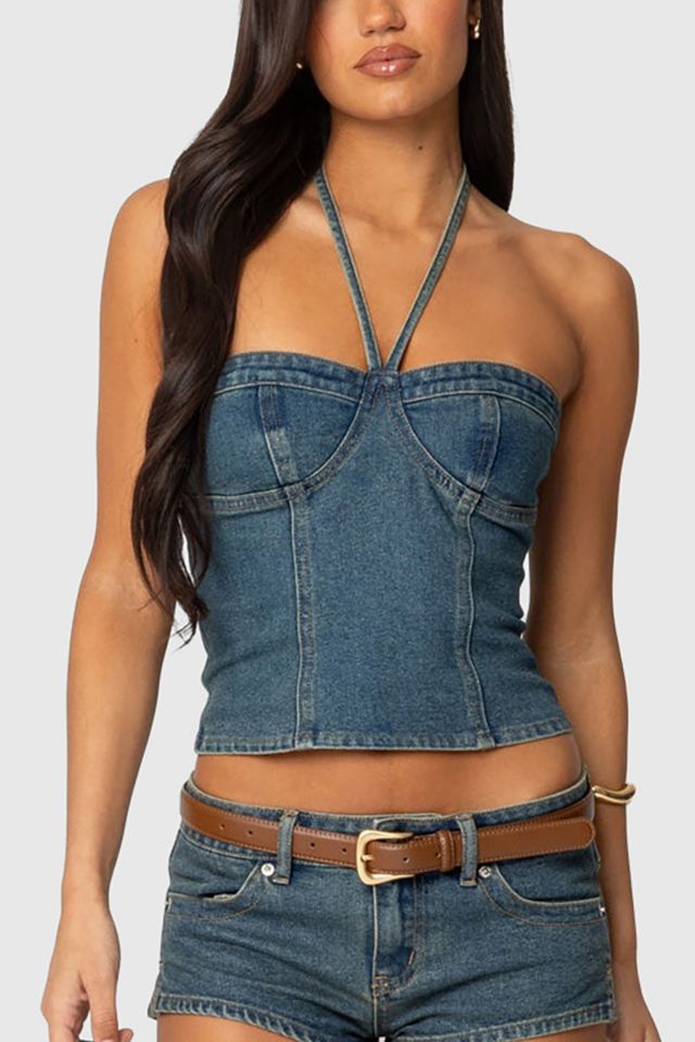 Edikted Jagger Denim Halter Top #3