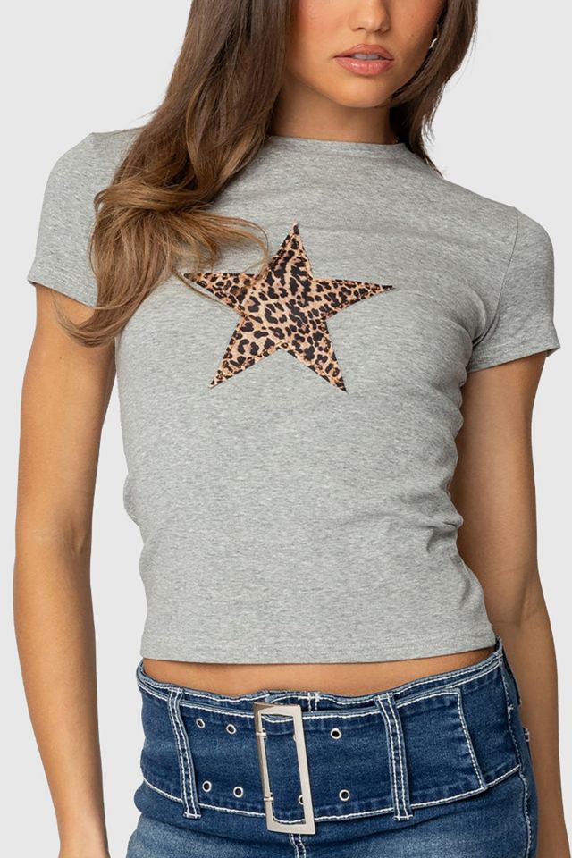 Edikted Narla Leopard Star T-Shirt