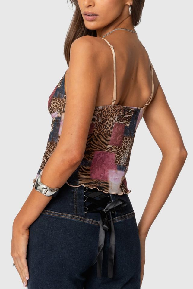 Edikted Mixed Animal Print Mesh Tank Top #4