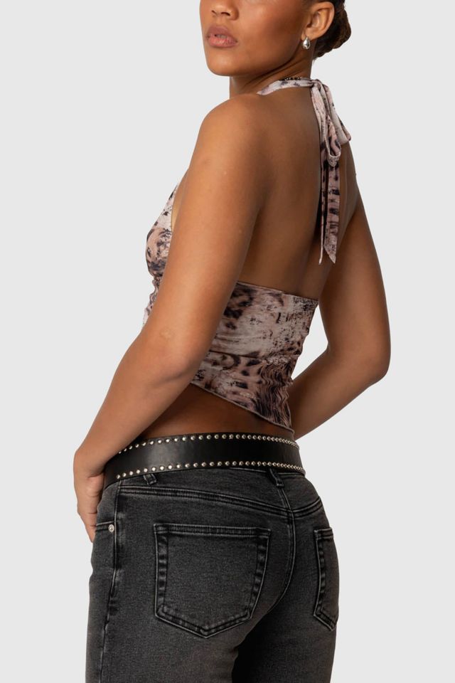Edikted Leopard Mesh Asymmetric Halter Top #2