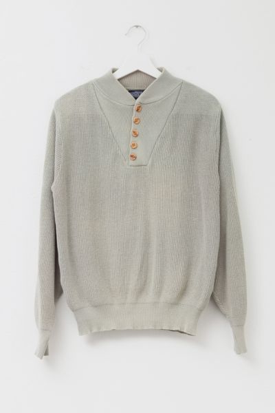 Vintage 1990s Lands' End Henley Quarter Button Sweater