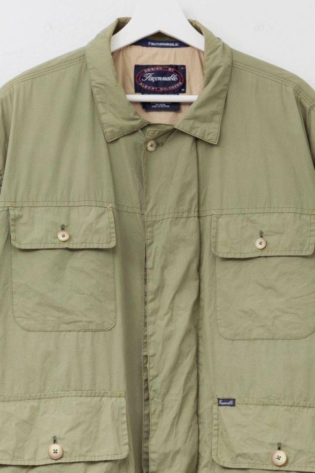 Vintage 1990s Faconnable Green Light Weight Safari Jacket #1
