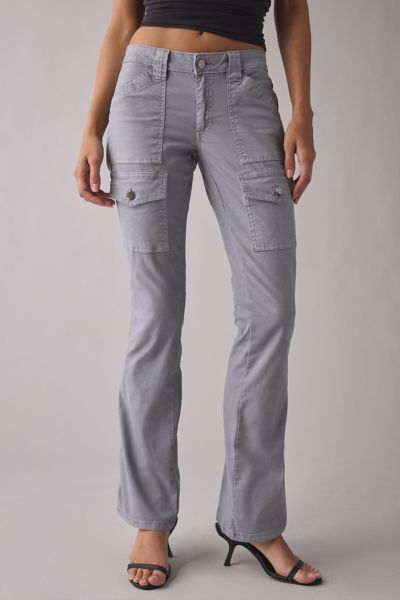Bdg Brigid Canvas Ultra Low-rise Bootcut Utility Pant In Grey, Women's At Urban Outfitters In Gray