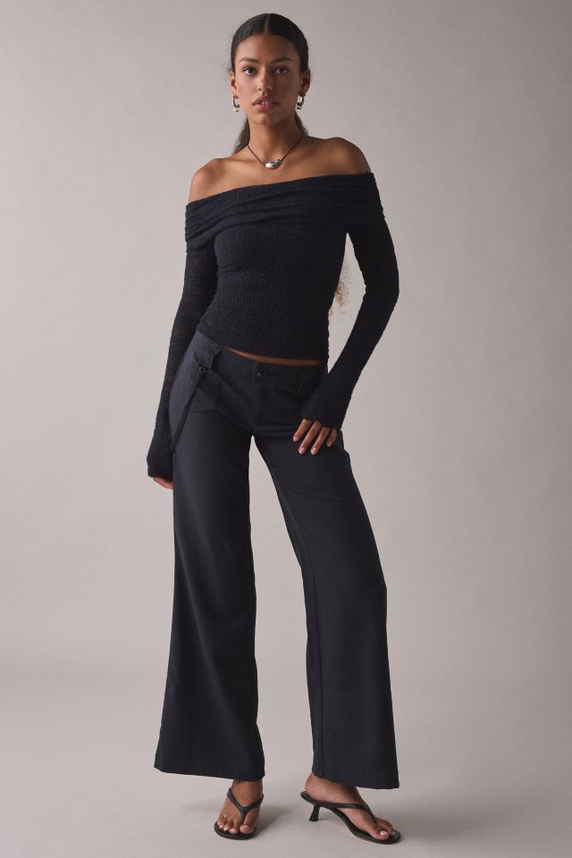 UO Feeling It Twill Low-Rise Wide Leg Trouser #1