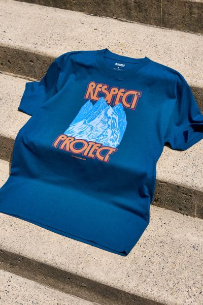 Parks Project Respect & Protect Graphic Tee In Sailor Blue, Men's At Urban Outfitters In Blue