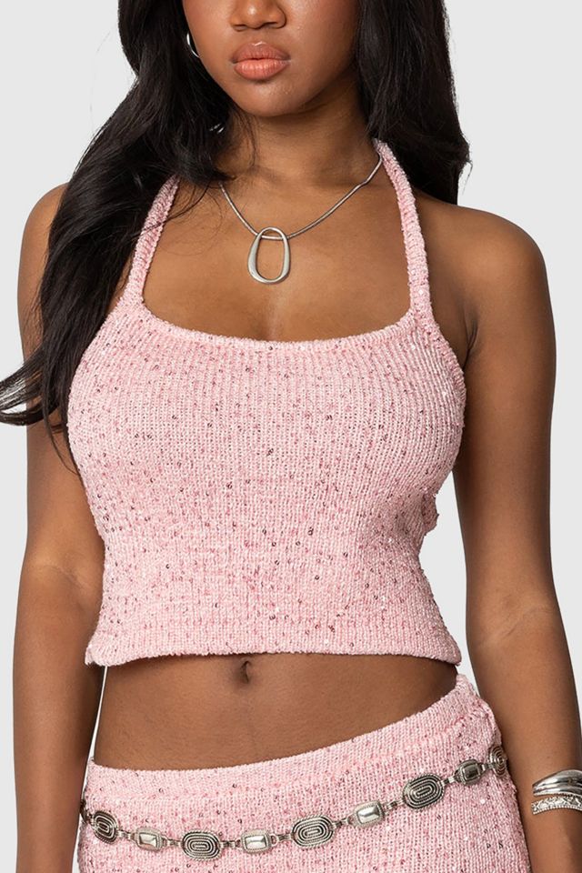 Edikted Shaylee Sequin Knit Backless Top #1