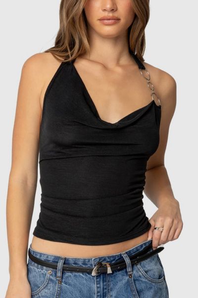Edikted Rhia Cowl Neck Halter Top In Black, Women's At Urban Outfitters