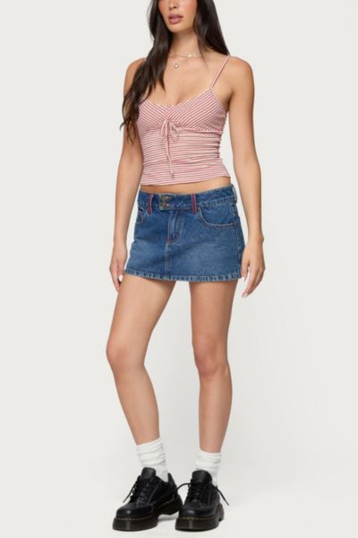 Edikted Tova Striped Scoop Tank Top In Red