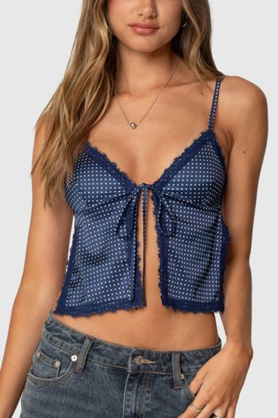 Edikted Backless Satin Effect Polka Dot Top